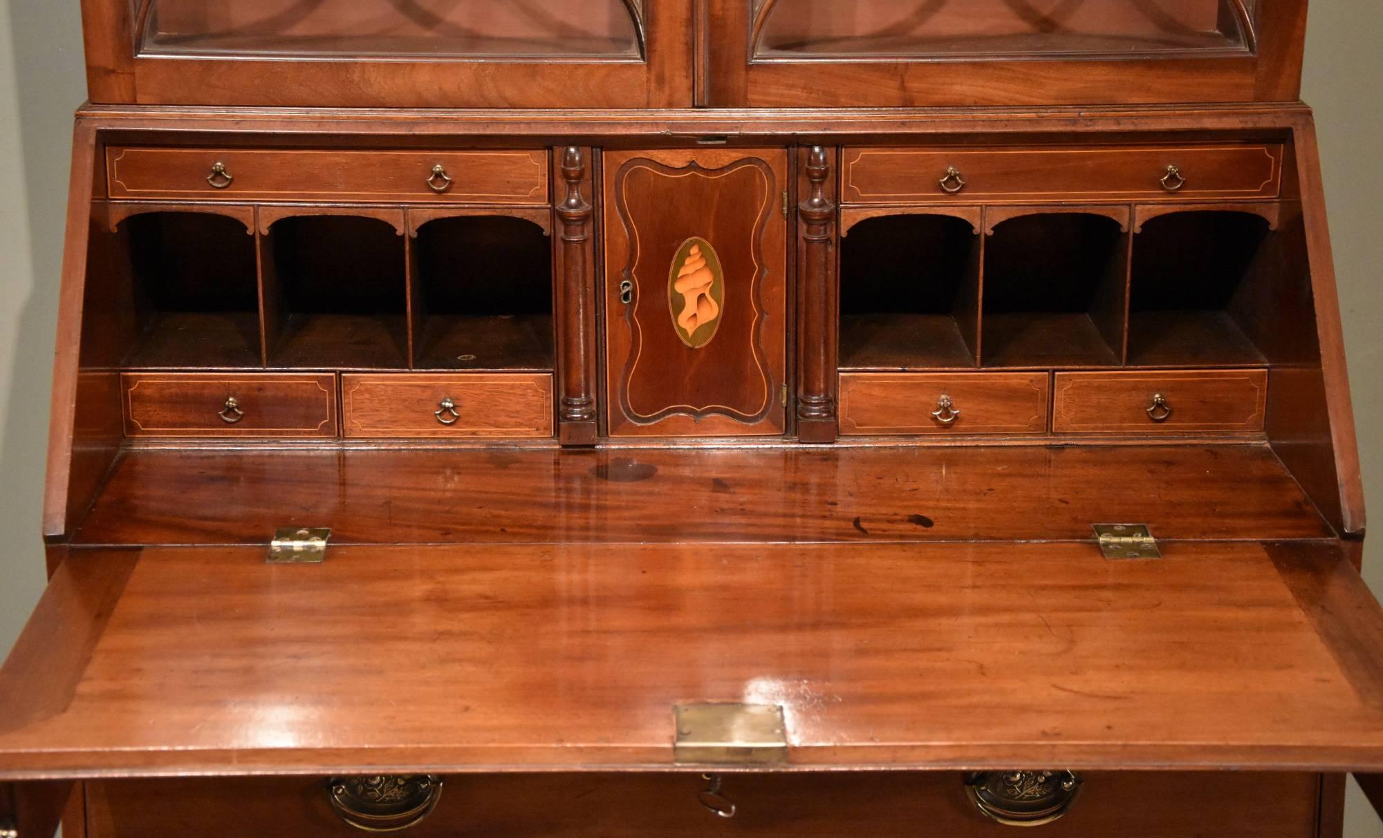 George III Mahogany Bureau Bookcase 1