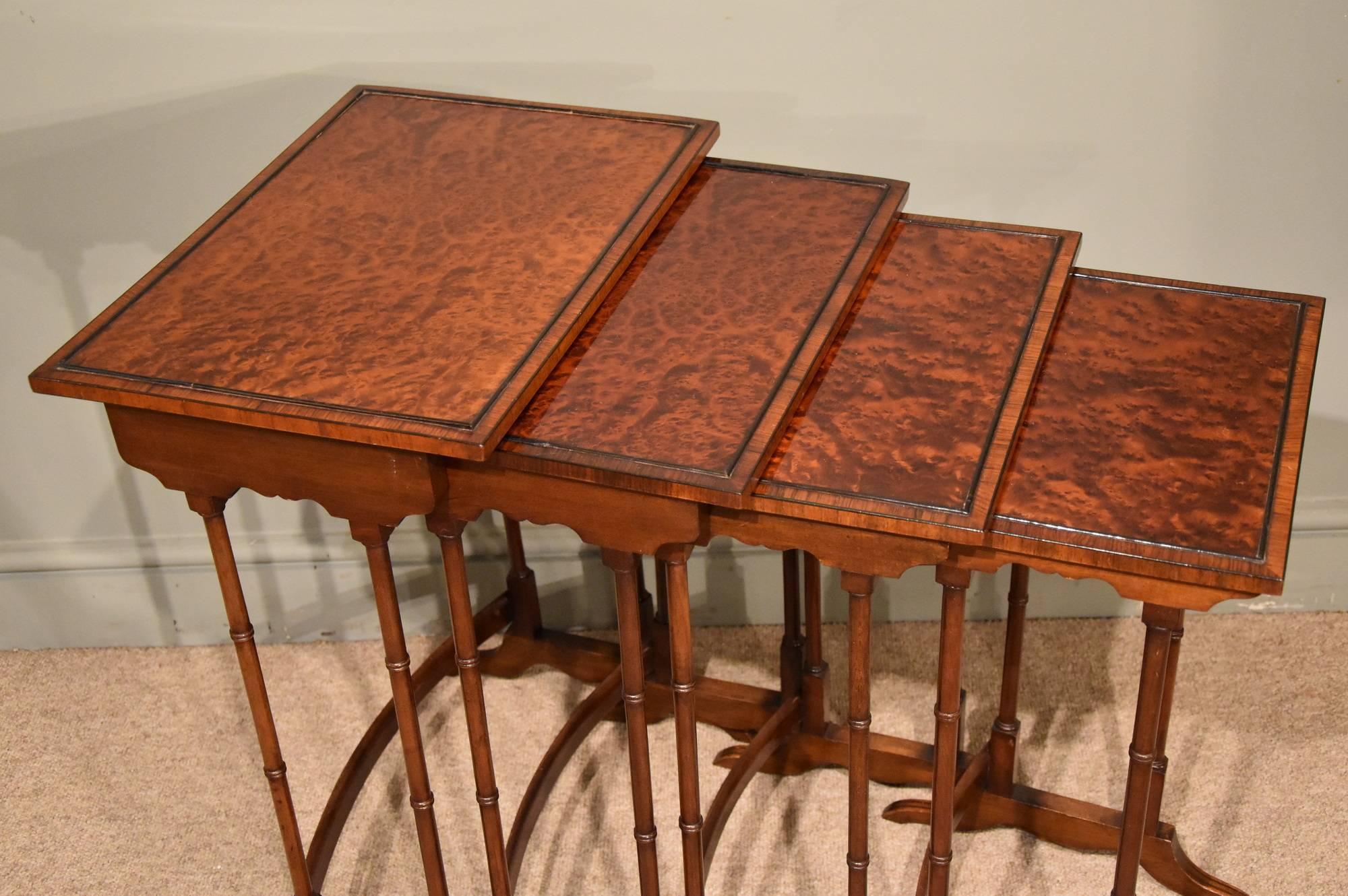 Late Victorian Good Nest of Four Late 19th Century Thuya Tables