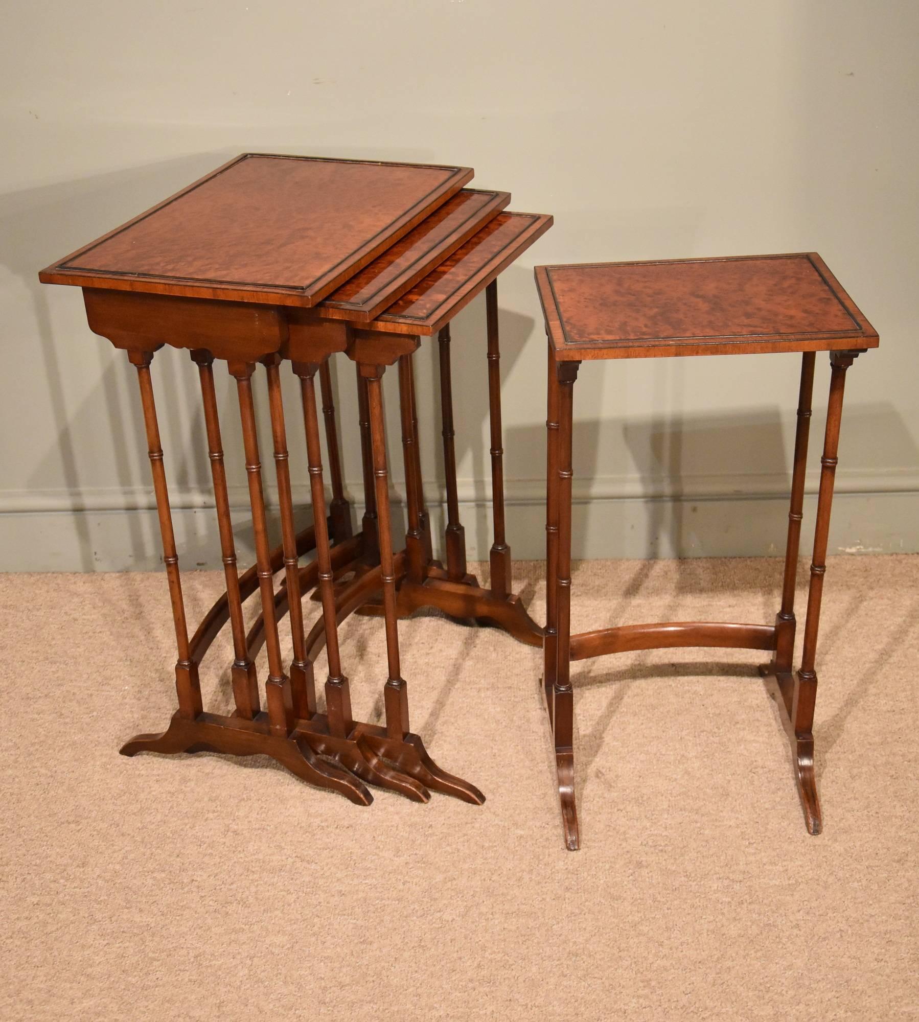 English Good Nest of Four Late 19th Century Thuya Tables