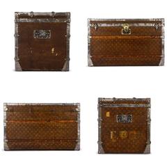 Louis Vuitton Tisse Monogram Malle Courier or Steamer Trunk, circa 1900