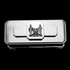 Stunning 20th Century Solid Silver & Enamel Slough Presentation Casket, Barnard