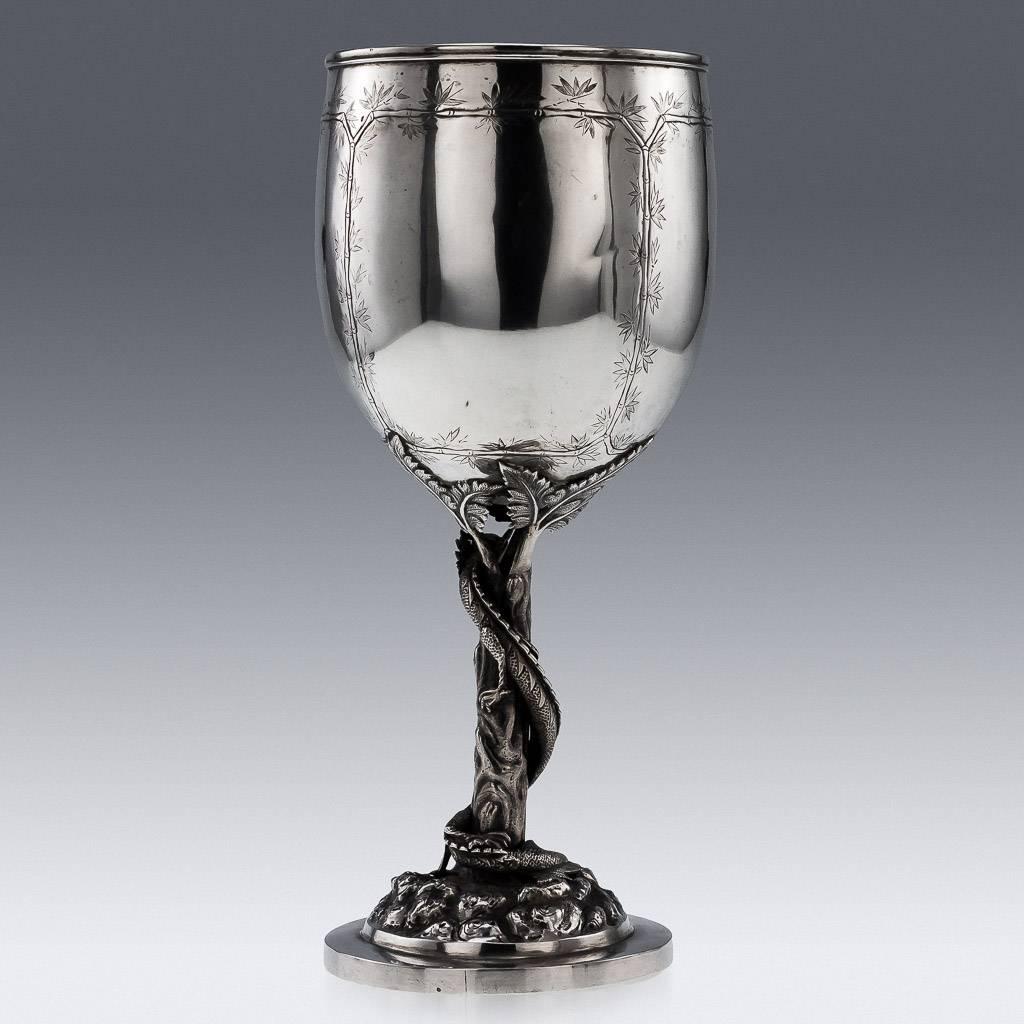 Rare Chinese Export Solid Silver Massive Trophy Cup/Goblet, circa 1870 In Excellent Condition In Royal Tunbridge Wells, Kent