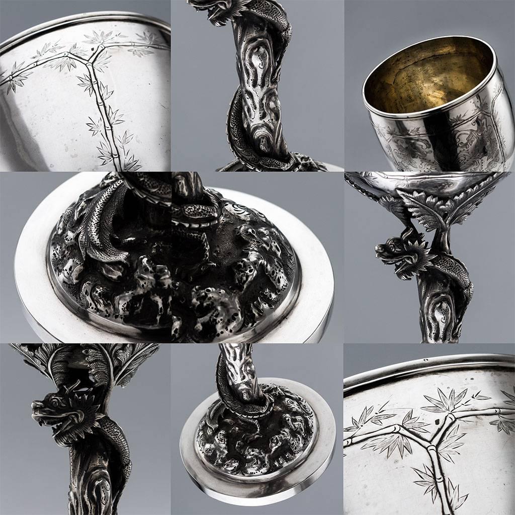 Rare Chinese Export Solid Silver Massive Trophy Cup/Goblet, circa 1870 4