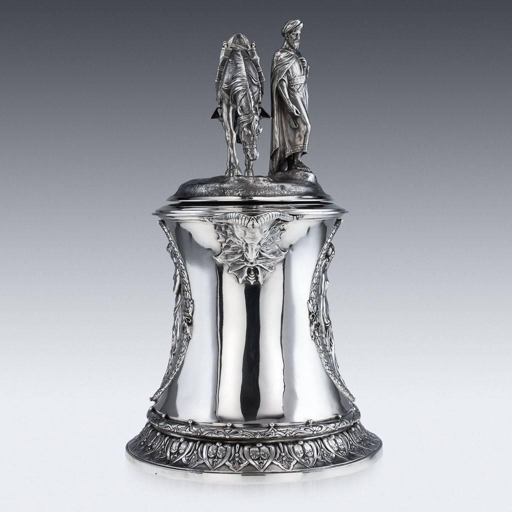 Antique 19th Century Victorian Monumental Silver Figural Flagon, circa 1868 In Excellent Condition In Royal Tunbridge Wells, Kent
