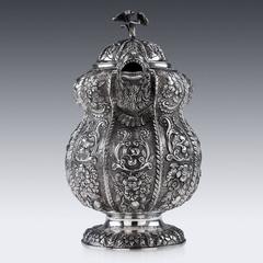 Antique 19th Century Irish Solid Silver Impressive Figural Jug, Edward Power