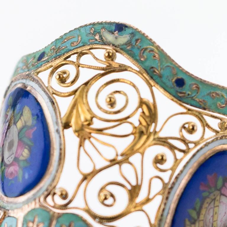 Antique Rare Swiss 18Karat Gold and Enamel Zarf, Ottoman Market, circa