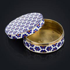 Ancienne boîte à émail en argent massif russe du XIXe siècle Gustav Klingert, vers 1891