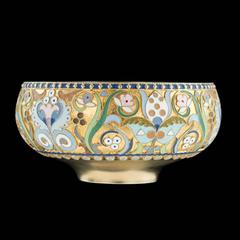 Antique Russian Solid Silver Cloisonne Enamel Bowl by Ovchinnikov, circa 1900