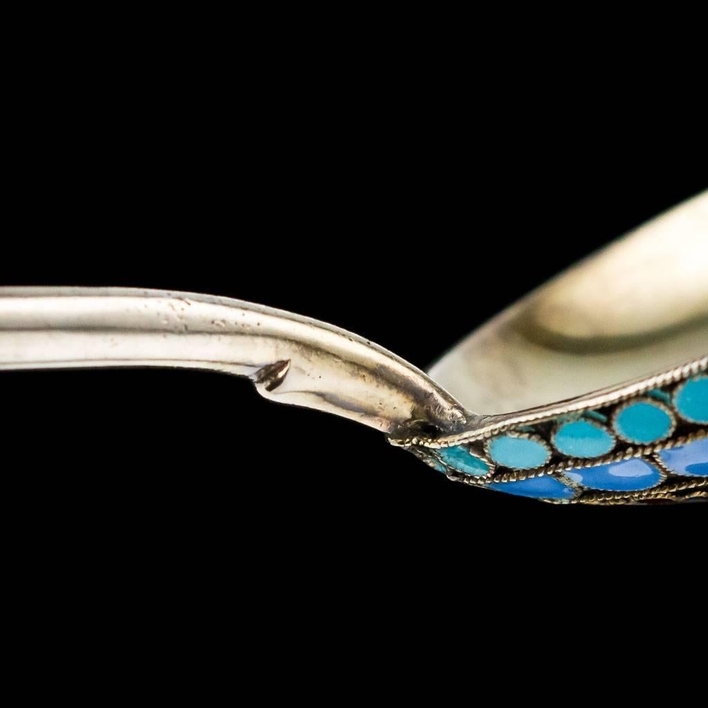 Antique 20th Century Russian Solid Silver & Cloisonne Enamel Spoon, circa 1900 3