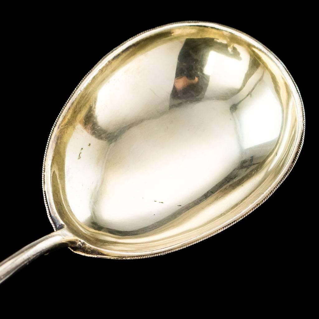 Antique 20th Century Russian Solid Silver & Cloisonne Enamel Spoon, circa 1900 In Excellent Condition In Royal Tunbridge Wells, Kent