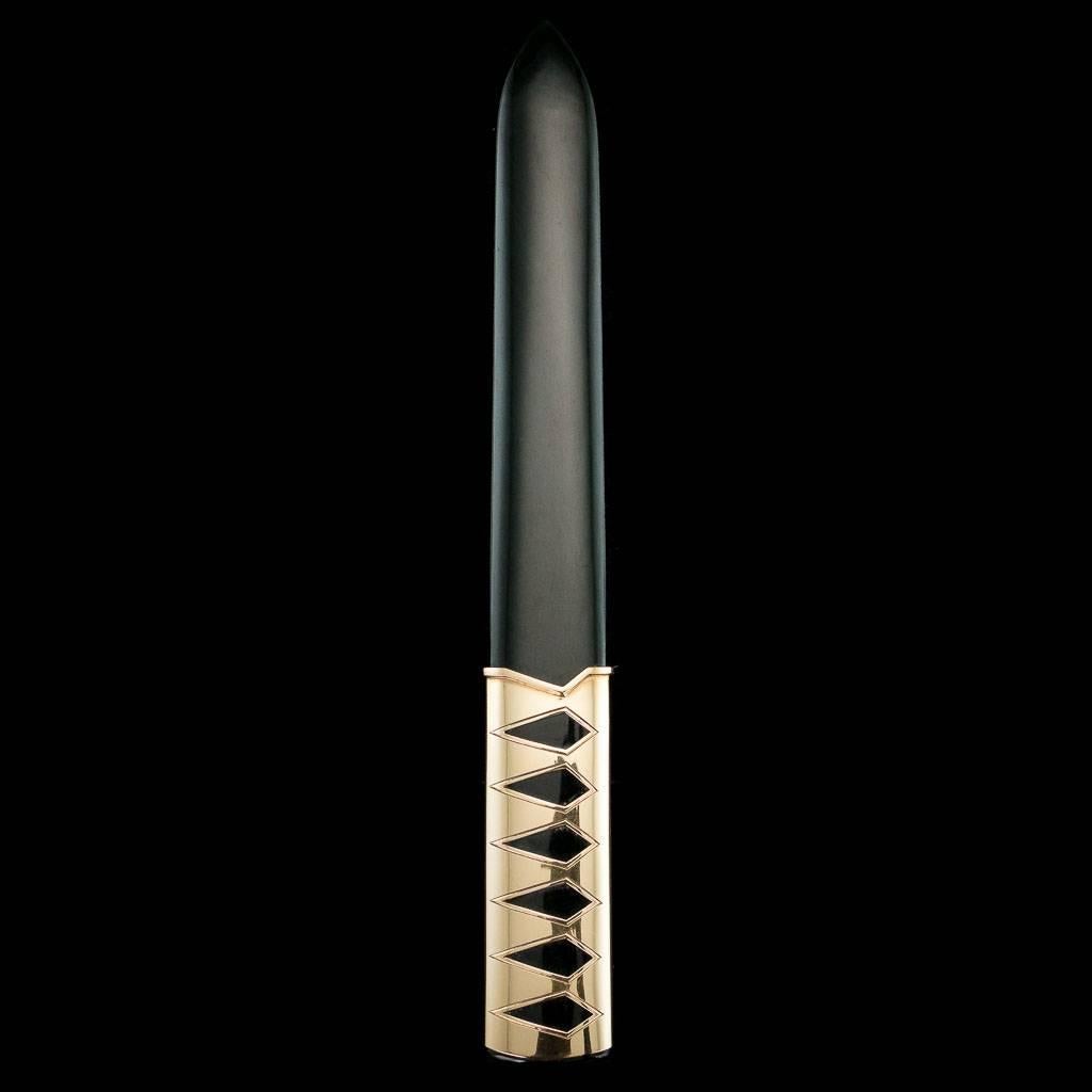 English Stunning 20th Century Asprey & Co Gold and Nephrite Letter Opener, circa 1971