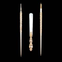 Antique 19th Century Victorian 9-Karat Gold & M.O.P Cased Desk Set, circa 1897