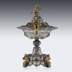 Antique Odiot Solid Silver Gilt Royal Presentation Vase, Paris, circa 1845