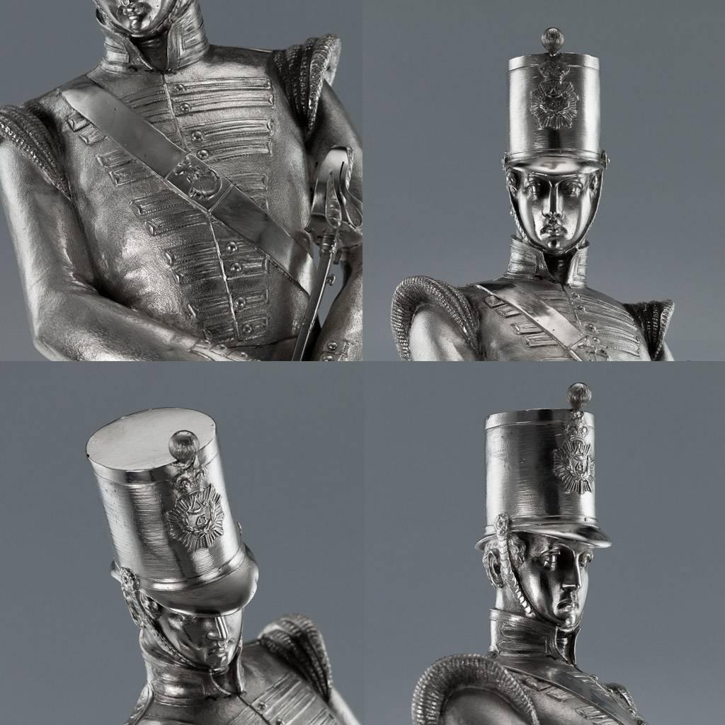 Sterling Silver Antique Victorian Solid Silver Figures of Soldiers, Hunt & Roskell, circa 1869