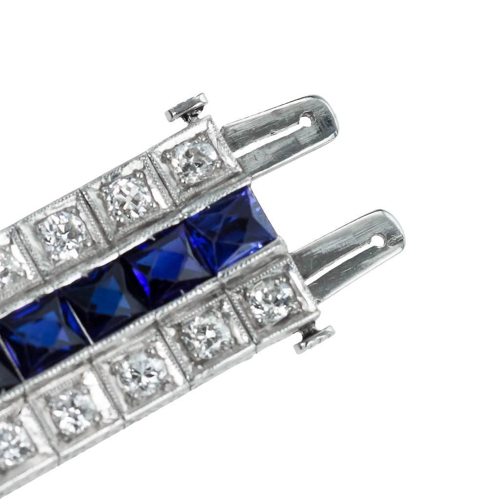 Antique 20th Century Art Deco Platinum, Sapphire & Diamond Bracelet, circa 1930 In Excellent Condition In Royal Tunbridge Wells, Kent