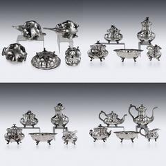 Antique 19th Century Imperial Russian Solid Silver Tea Set, St Petersburg
