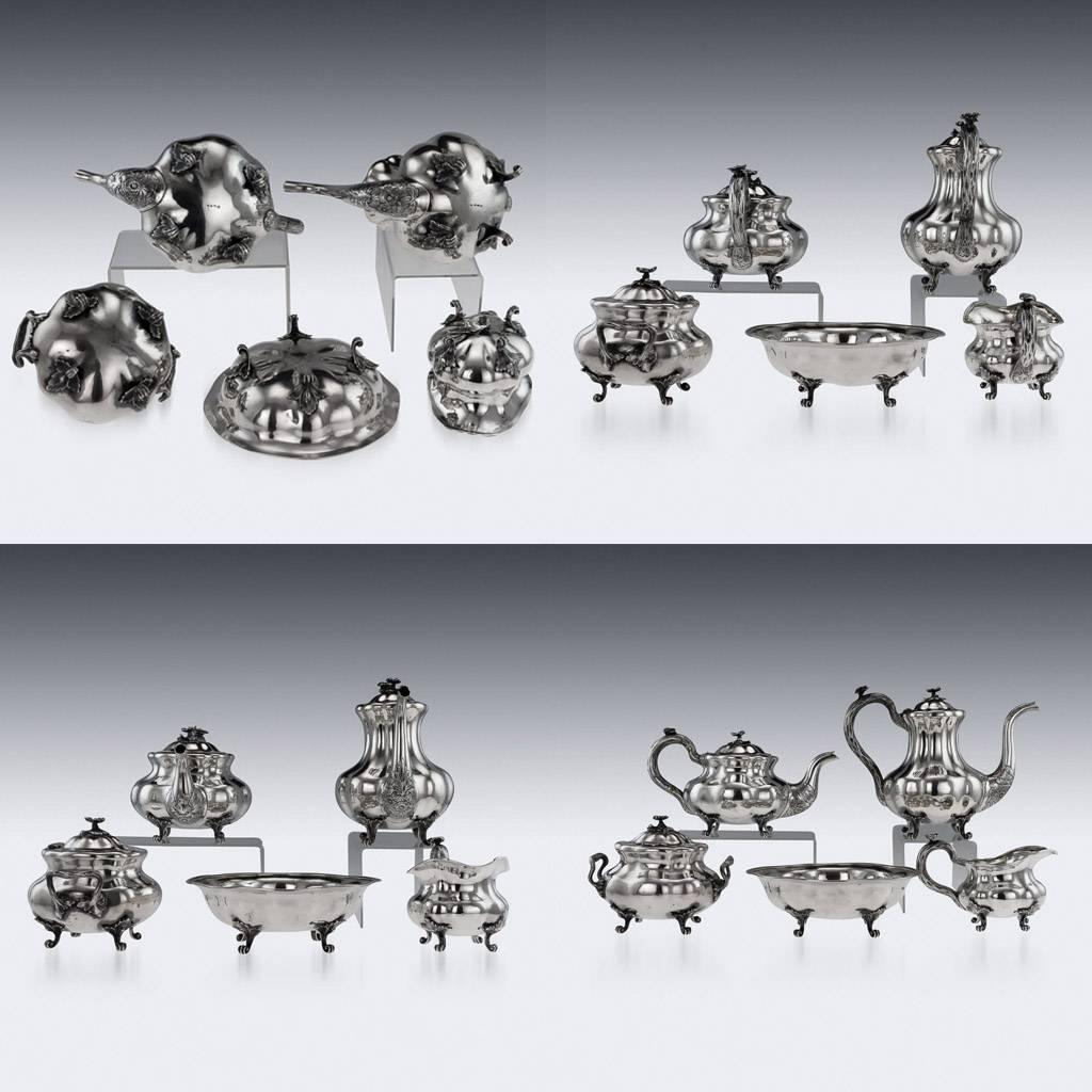 Antique 19th Century Imperial Russian Solid Silver Tea Set, St