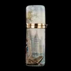 19th Century Stunning French Solid Silver and Enamel Scent Bottle, circa 1880