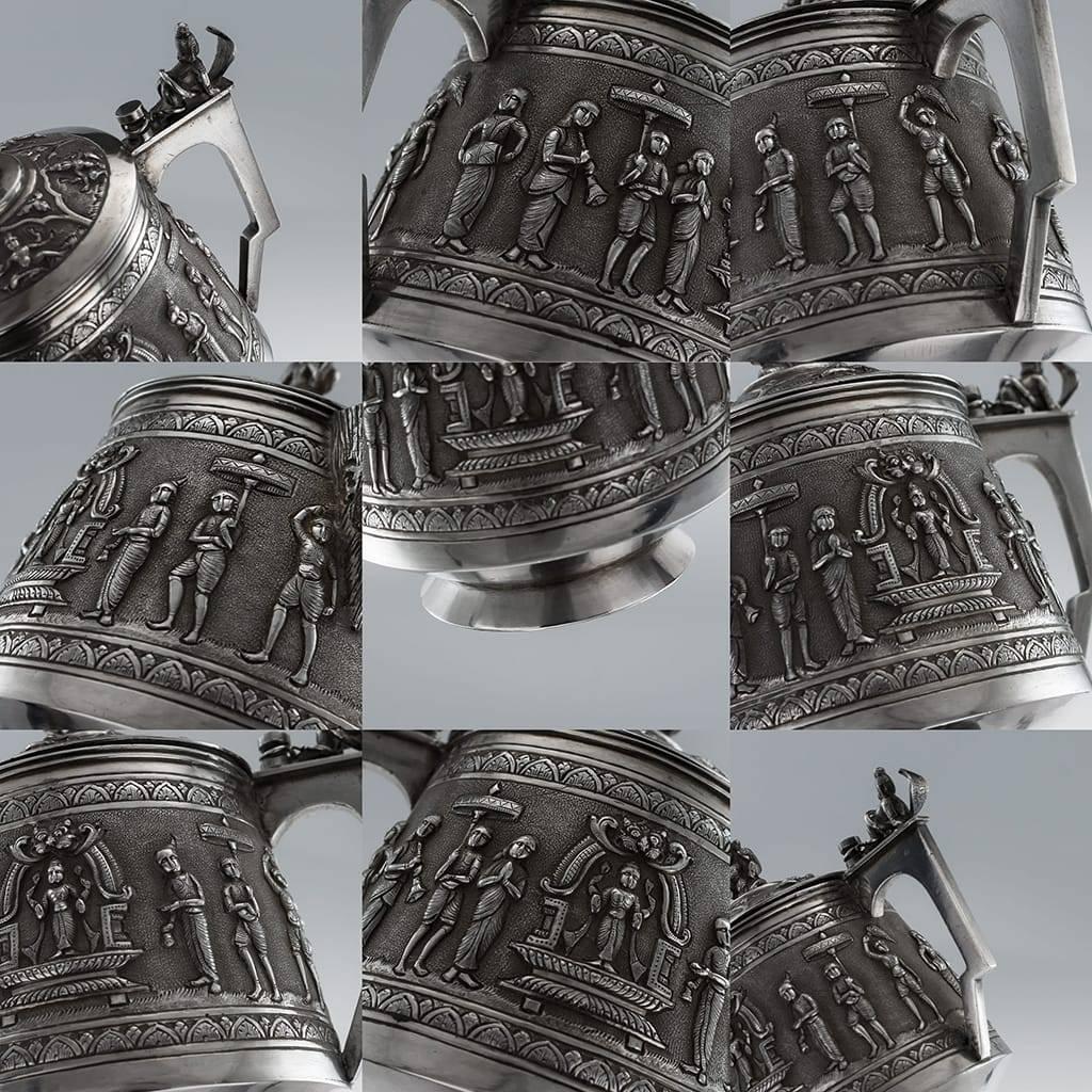 Antique 19th Century Indian Solid Silver Swami Tea Set, P. Orr Manner, Madras 2
