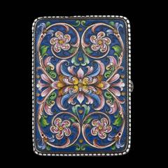 Antique Imperial Russian Solid Silver and Enamel Cigarette Case, circa 1910