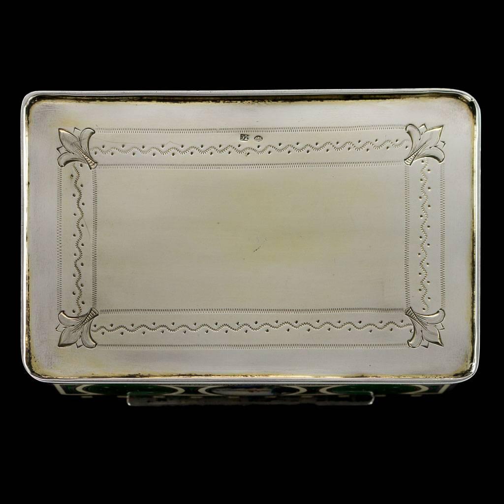 Austrian Antique 19th Century Stunning Solid Silver & Hand-Painted Enamel Jewellery Box