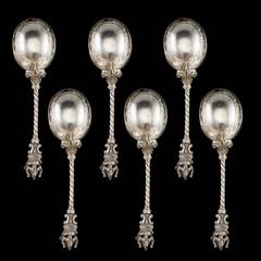Antique 19th Century Rare Indian P Orr & Sons Solid Silver Spoons & Tongs Madras