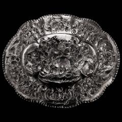 19th Century German Hanau Solid Silver Huge Sideboard Dish / Charger, circa 1890