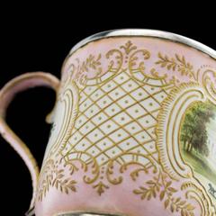 19th Century French Solid Silver & Hand-Painted Enamel Cup & Saucer, circa 1890
