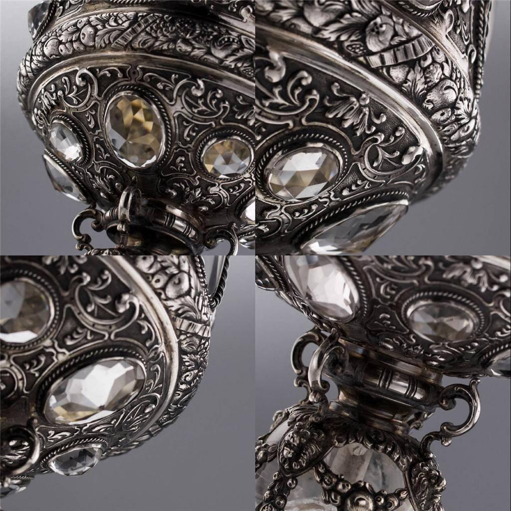 Antique Renaissance Style Solid Silver & Rock Crystal Cup and Cover, circa 1870 3