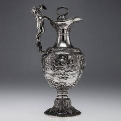 Antique Rare Regency Solid Silver Exceptional Figural Ewer, J Hayne, circa 1829