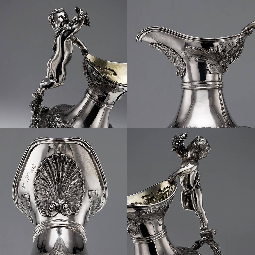 19th Century Antique Rare Regency Solid Silver Exceptional Figural Ewer, J Hayne, circa 1829