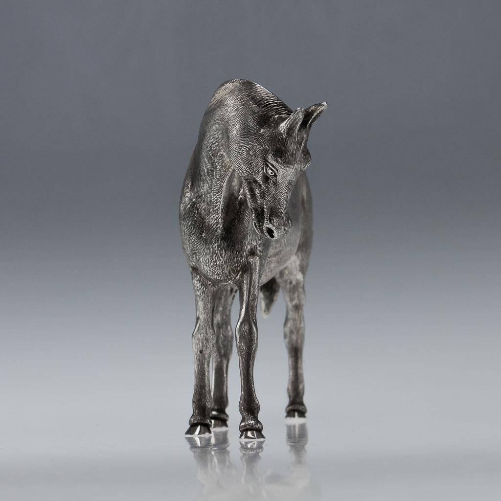 English Stunning 20th Century Solid Silver Model of a Horse, London, circa 1983