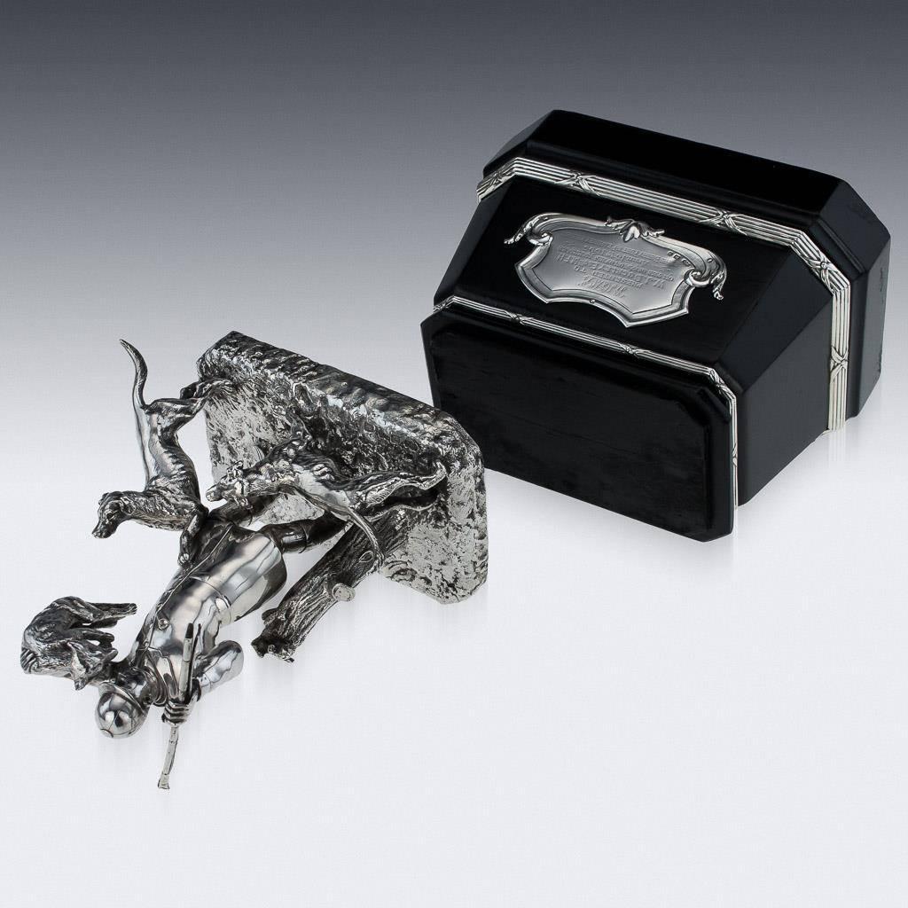 Sterling Silver 19th Century Victorian Solid Silver Hunting Trophy, Elkington, circa 1894