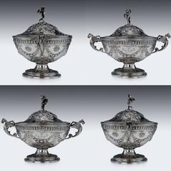 Antique Georgian Solid Silver Exceptional Pair of Tureens, circa 1789