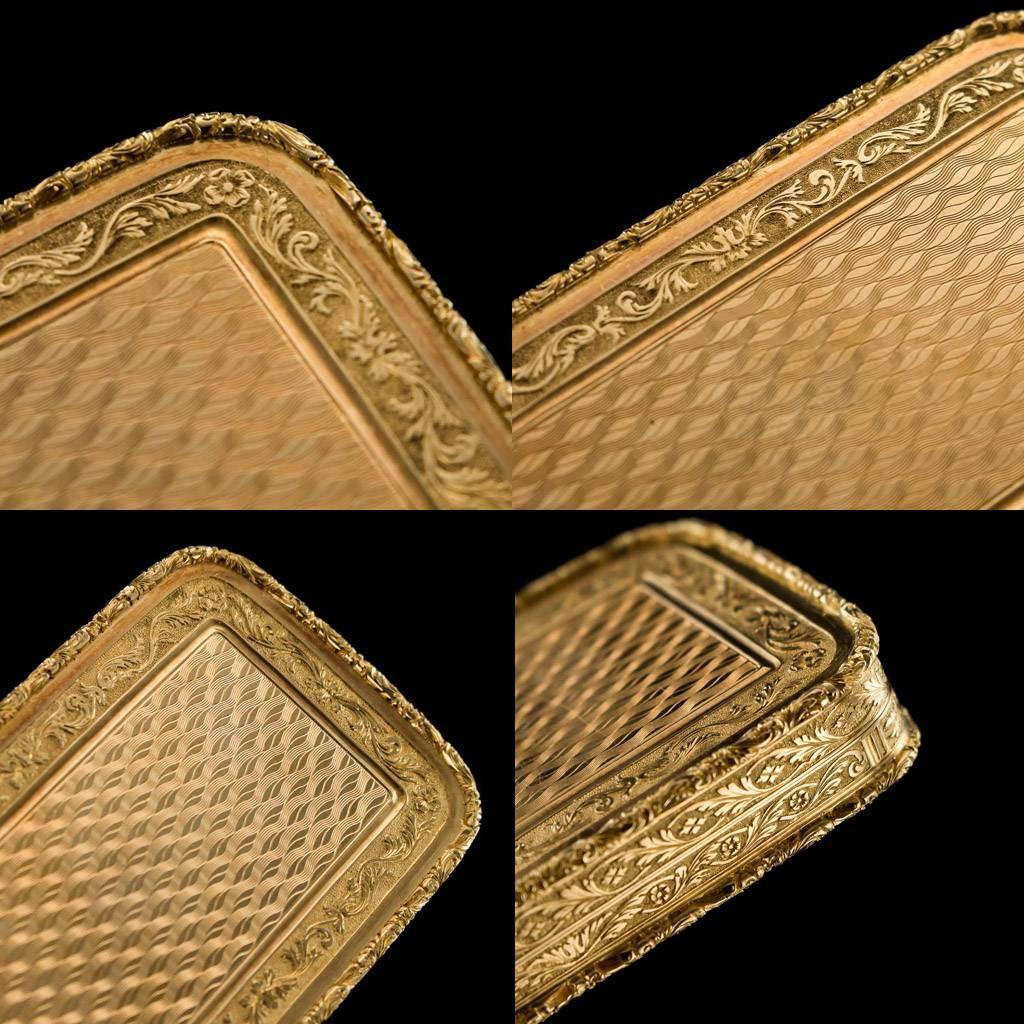Antique 19th Century French 18-Karat Solid Gold Engraved Snuff Box, circa 1880 3