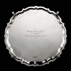 Antique 20th Century Important Winston Churchill Solid Silver Salver, circa 1911