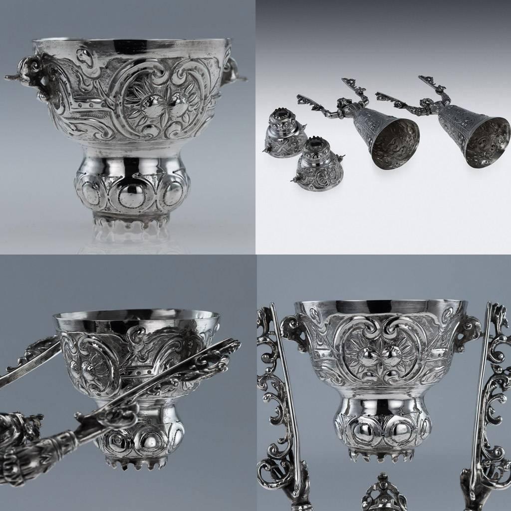 Antique German Neresheimer Solid Silver Pair of Wager Cups, London, circa 1891 4