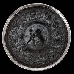 Antique Indian Solid Silver Presentation Repousse Hunting Shield Dhal, 1880