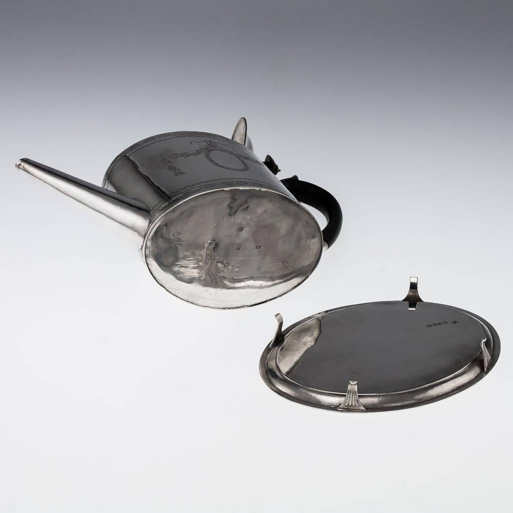 Sterling Silver Antique Georgian Peter & Jonathan Bateman Solid Silver Teapot and Stand, 1790