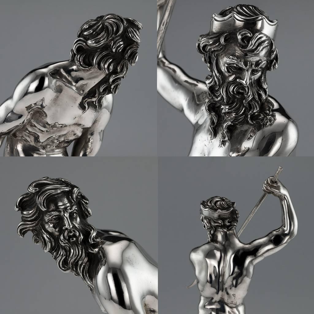 20th Century Antique Italian Eugenio Avolio Solid Silver Sculptures, Naples, circa 1930