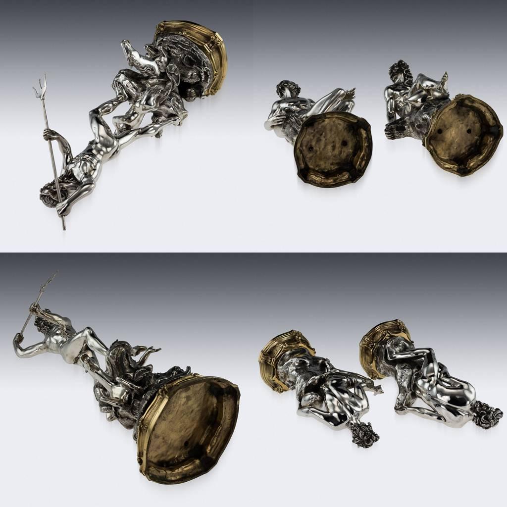Antique Italian Eugenio Avolio Solid Silver Sculptures, Naples, circa 1930 In Excellent Condition In Royal Tunbridge Wells, Kent