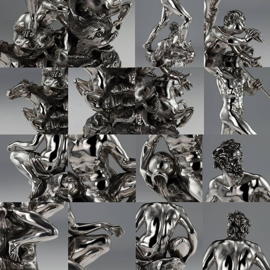 Antique Italian Eugenio Avolio Solid Silver Sculptures, Naples, circa 1930 5