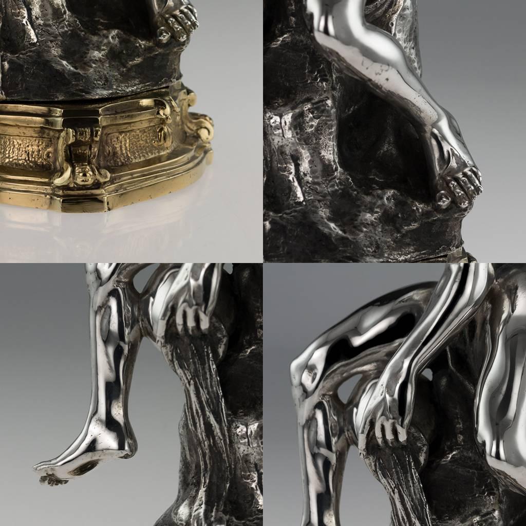 Antique Italian Eugenio Avolio Solid Silver Sculptures, Naples, circa 1930 2
