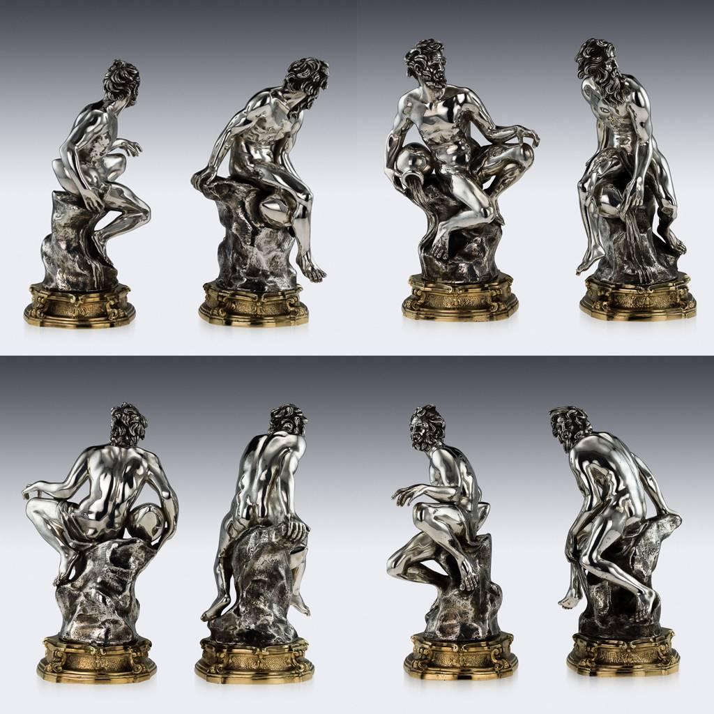 Antique Italian Eugenio Avolio Solid Silver Sculptures, Naples, circa 1930 1