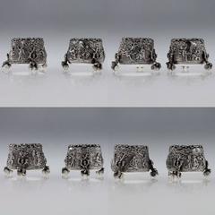 Antique Victorian Solid Silver Matched Set of Four Teniers Salts circa 1863-1874