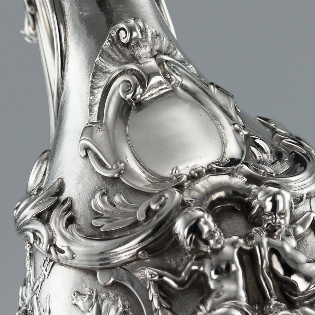 Antique 19th Century Victorian Exceptional Solid Silver Ewer, Barnards 1