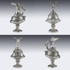 Antique 19th Century Victorian Exceptional Solid Silver Ewer, Barnards