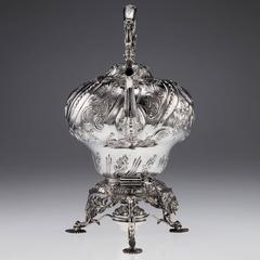19th Century Victorian Silver Massive Tea Kettle Stand and Burner, circa 1855