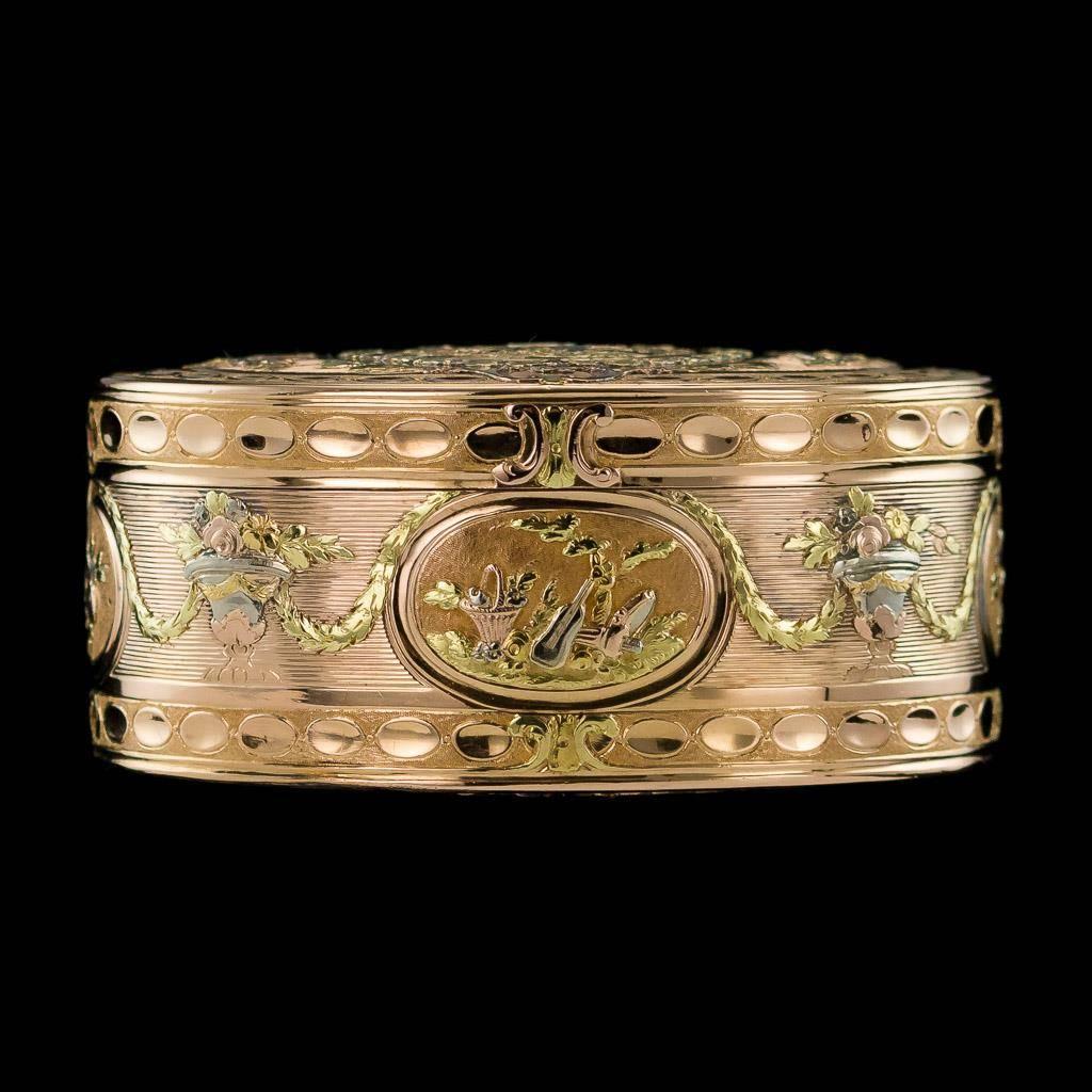 18th Century and Earlier Antique 18th Century French Three-Colour 18-Karat Gold Snuff Box, circa 1770