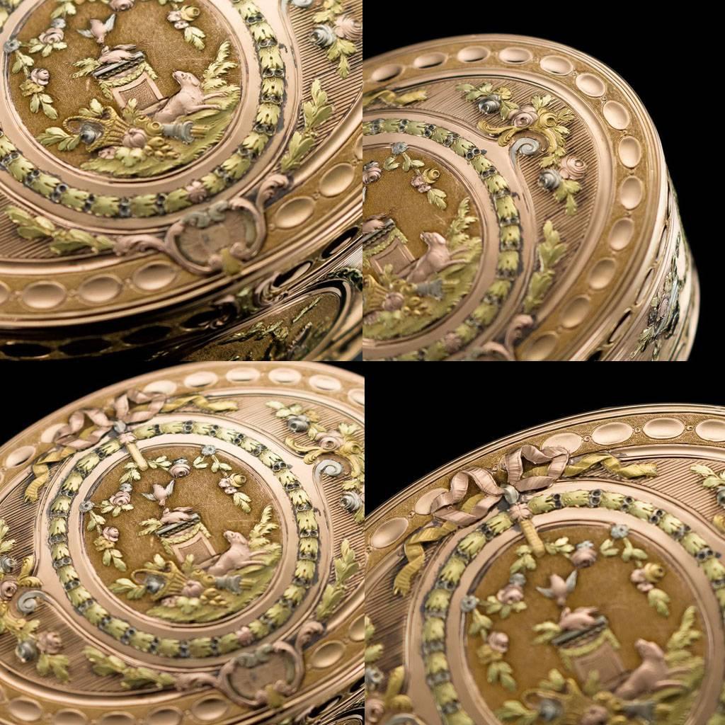 Antique 18th Century French Three-Colour 18-Karat Gold Snuff Box, circa 1770 4